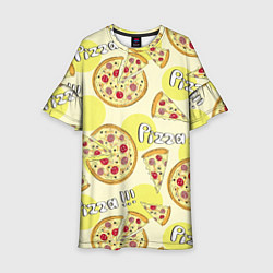 Детское платье Узор - Пицца на желтом