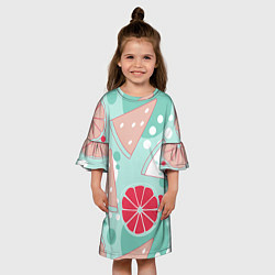 Платье клеш для девочки Арбузно-цитрусовый узор, цвет: 3D-принт — фото 2