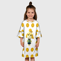 Платье клеш для девочки Animal crossing - Isabelle, цвет: 3D-принт — фото 2