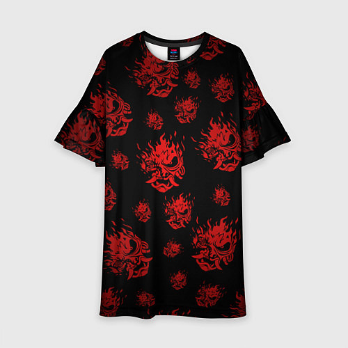 Детское платье Samurai pattern - красный / 3D-принт – фото 1