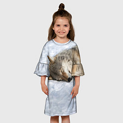 Платье клеш для девочки Спящий Волк, цвет: 3D-принт — фото 2