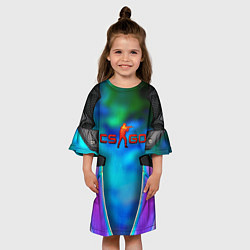 Платье клеш для девочки CS GO blue gem, цвет: 3D-принт — фото 2
