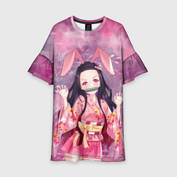 Платье клеш для девочки Незуко Камадо, цвет: 3D-принт