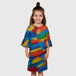 Платье клеш для девочки Разноцветная абстракция, цвет: 3D-принт — фото 2