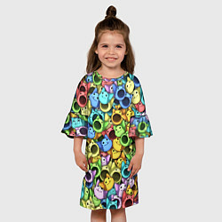 Платье клеш для девочки Цветные Поп Котики, цвет: 3D-принт — фото 2