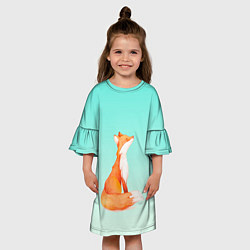 Платье клеш для девочки Нарисованный лисенок, цвет: 3D-принт — фото 2