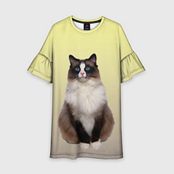 Платье клеш для девочки Персидская пушистая кошка, цвет: 3D-принт
