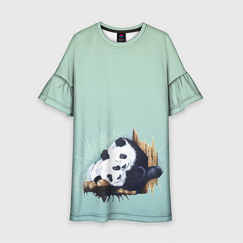 Детское платье Акварельные панды / 3D-принт – фото 1