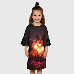 Платье клеш для девочки Лисица с фонариками, цвет: 3D-принт — фото 2