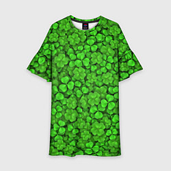 Платье клеш для девочки Зелёный клевер, цвет: 3D-принт