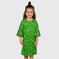 Платье клеш для девочки Зелёный клевер, цвет: 3D-принт — фото 2