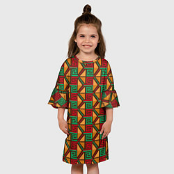 Платье клеш для девочки Узор коренных индейцев америки, цвет: 3D-принт — фото 2