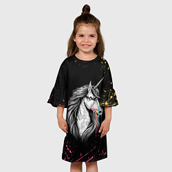 Платье клеш для девочки ЕДИНОРОГ UNICORN RAINBOW, цвет: 3D-принт — фото 2