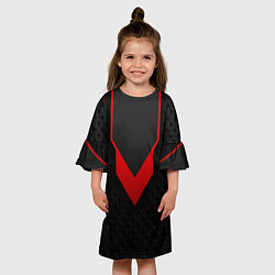 Платье клеш для девочки Красный галстук 3D, цвет: 3D-принт — фото 2