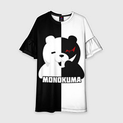 Платье клеш для девочки MONOKUMA МОНОКУМА BEAR, цвет: 3D-принт