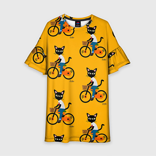 Детское платье Котики на велосипедах / 3D-принт – фото 1