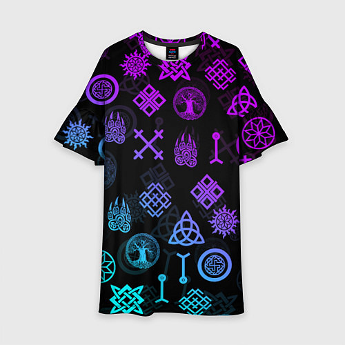 Детское платье СЛАВЯНСКИЕ РУНЫ ПАТТЕРН Z / 3D-принт – фото 1