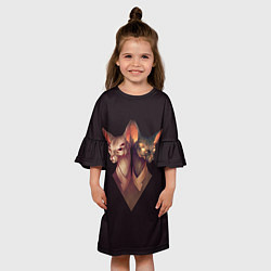 Платье клеш для девочки Mystical Sphinxes, цвет: 3D-принт — фото 2