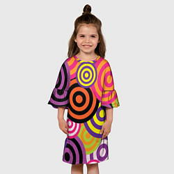 Платье клеш для девочки Аннотация разноцветных кругов, цвет: 3D-принт — фото 2