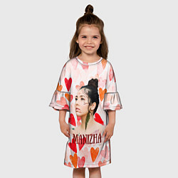 Платье клеш для девочки Manizha на фоне сердечек, цвет: 3D-принт — фото 2