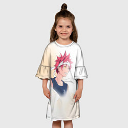 Платье клеш для девочки Кулинарные поединки Сомы, цвет: 3D-принт — фото 2