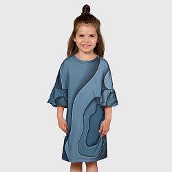 Платье клеш для девочки Абстракция бумажные волны, цвет: 3D-принт — фото 2