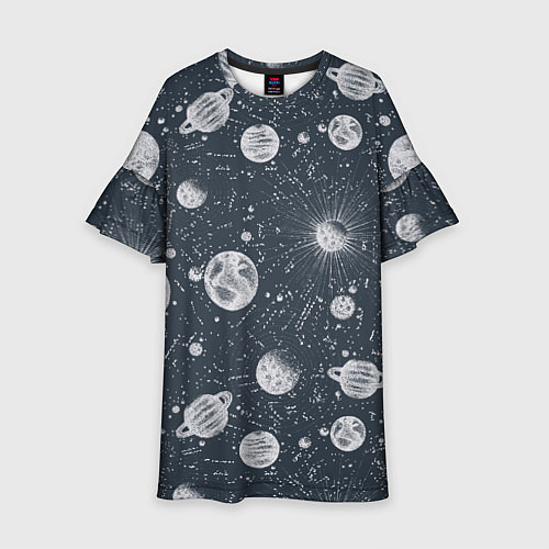 Детское платье Звезды, планеты и созвездия / 3D-принт – фото 1