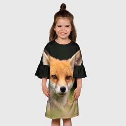 Платье клеш для девочки Мордочка лисицы, цвет: 3D-принт — фото 2