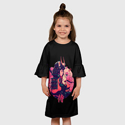 Платье клеш для девочки Вишневый Самурай, цвет: 3D-принт — фото 2