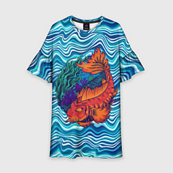 Платье клеш для девочки Fishing planet Огненная рыба, цвет: 3D-принт