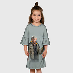 Платье клеш для девочки КиберГеральт, цвет: 3D-принт — фото 2