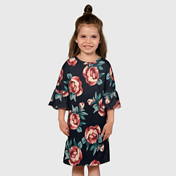 Платье клеш для девочки Розы, цвет: 3D-принт — фото 2