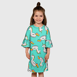 Платье клеш для девочки Единорог Круг, цвет: 3D-принт — фото 2