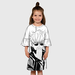 Платье клеш для девочки Магическая битва Годжо, цвет: 3D-принт — фото 2