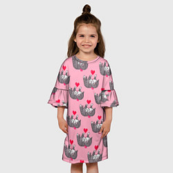 Платье клеш для девочки Пиксельные котики, цвет: 3D-принт — фото 2