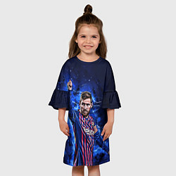 Платье клеш для девочки Lionel Messi Barcelona 10, цвет: 3D-принт — фото 2