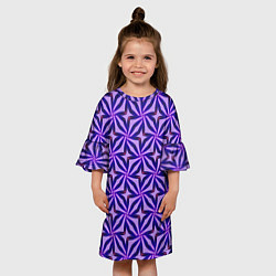 Платье клеш для девочки Синие острые узоры, цвет: 3D-принт — фото 2