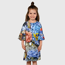 Платье клеш для девочки Морской мир, цвет: 3D-принт — фото 2
