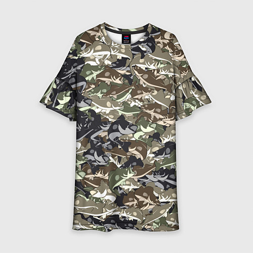 Детское платье Камуфляж для рыбака / 3D-принт – фото 1