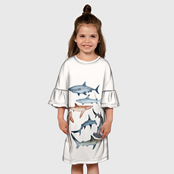 Платье клеш для девочки Акулы, цвет: 3D-принт — фото 2