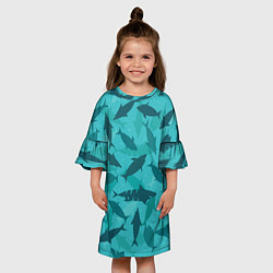 Платье клеш для девочки Морские жители, цвет: 3D-принт — фото 2