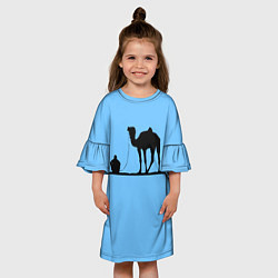 Платье клеш для девочки Верблюд, цвет: 3D-принт — фото 2