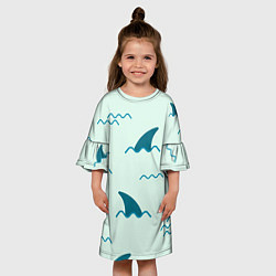 Платье клеш для девочки Плавники акул, цвет: 3D-принт — фото 2