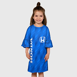 Платье клеш для девочки HONDA BLUE ХОНДА СИНИЙ, цвет: 3D-принт — фото 2