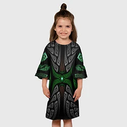 Платье клеш для девочки Серо-Зеленые Узоры, цвет: 3D-принт — фото 2