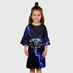 Платье клеш для девочки THE WITCHER МОЛНИЯ BLUE, цвет: 3D-принт — фото 2