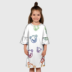 Платье клеш для девочки White Colorful Bear, цвет: 3D-принт — фото 2