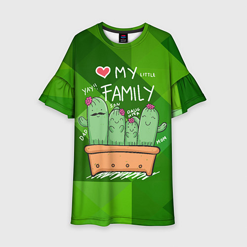 Детское платье Милая семья кактусов / 3D-принт – фото 1