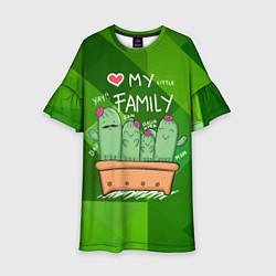 Платье клеш для девочки Милая семья кактусов, цвет: 3D-принт