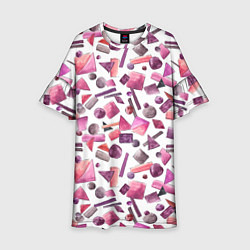 Платье клеш для девочки Геометрический розовый, цвет: 3D-принт